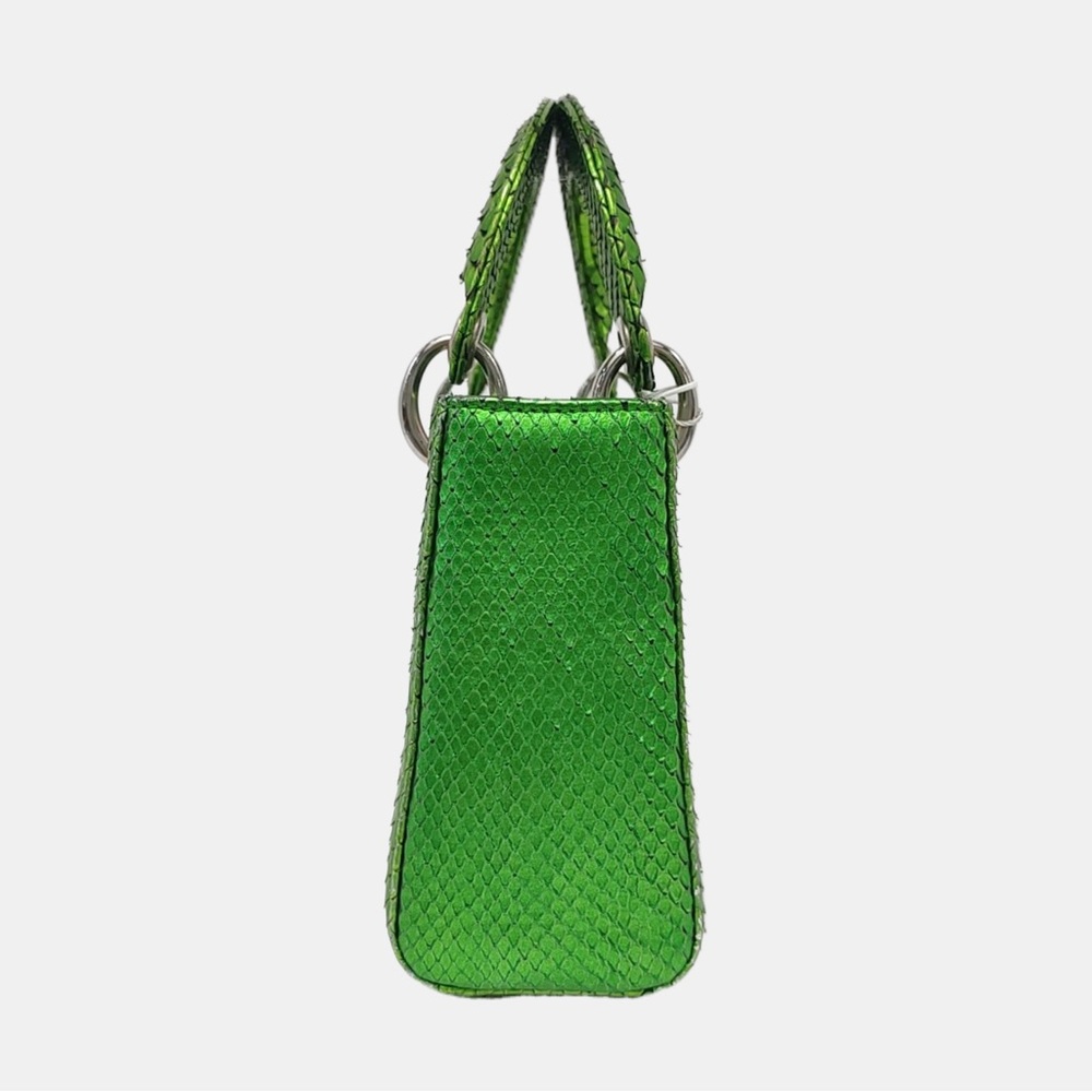 Dior Green Python Leather Mini Lady Dior Top - Handle Bag - Picture 3 of 9